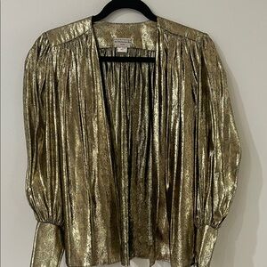 Custom Original 1980’s gold lame fabric from India open jacket / detached belt